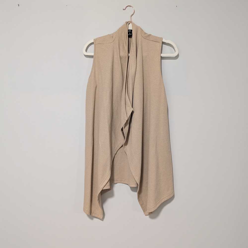 Emery Rose Women's Beige Sleeveless Cardigan